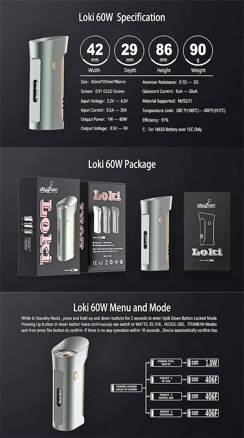 Loki Box Mod 60W Info